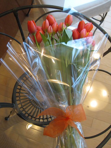 Orange Tulips with Bow