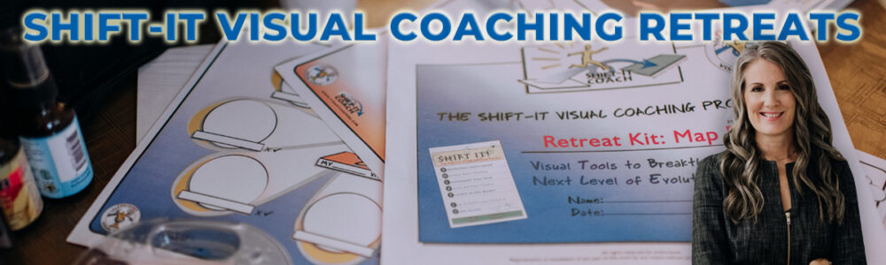 SHIFT-IT Online Retreat banner with Christina Merkley smiling at the camera, surrounded by visual map packs and the SHIFT-IT Handbook.