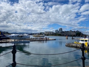 Seaplane arriving in Victoria harbor