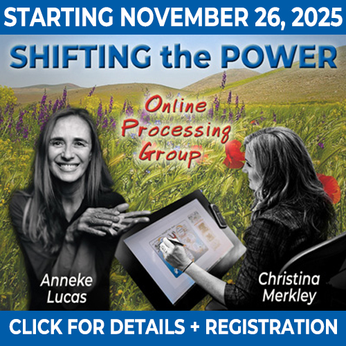 Shifting the Power: Online Processing Group starts November 26, 2025 pop up graphic showing Christina Merkley and Anneke Lucas in front of a field of poppies.